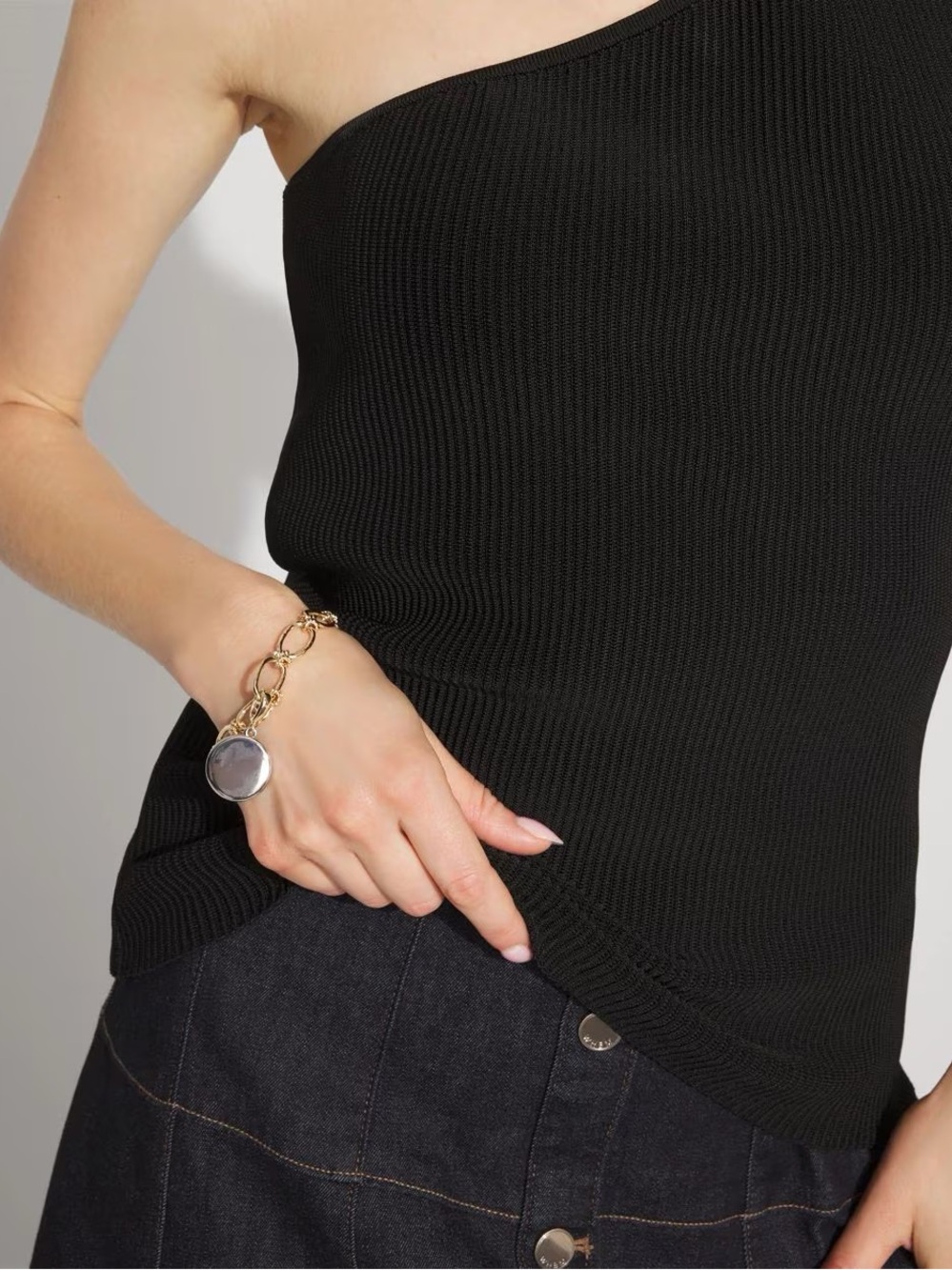 NWT White House Black Market One-Shoulder Black Tank